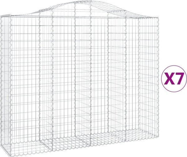vidaXL Kosze gabionowe, 7 τεμ, 200x50x160/180 εκ, γαλβανισμένο σίδερο