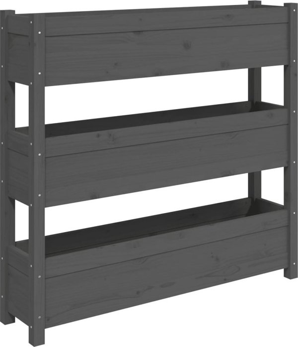 vidaXL Donica, szara, 112x25x104,5 cm, lite drewno sosnowe