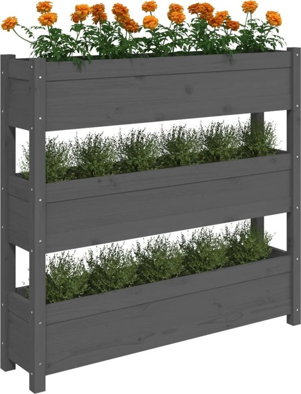vidaXL Donica, szara, 112x25x104,5 cm, lite drewno sosnowe