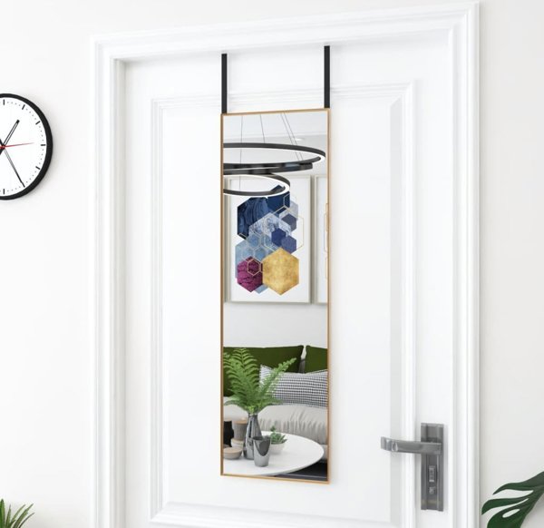 vidaXL Καθρέφτης πόρτας, χρυσός, 30x100 cm, γυαλί και αλουμίνιο