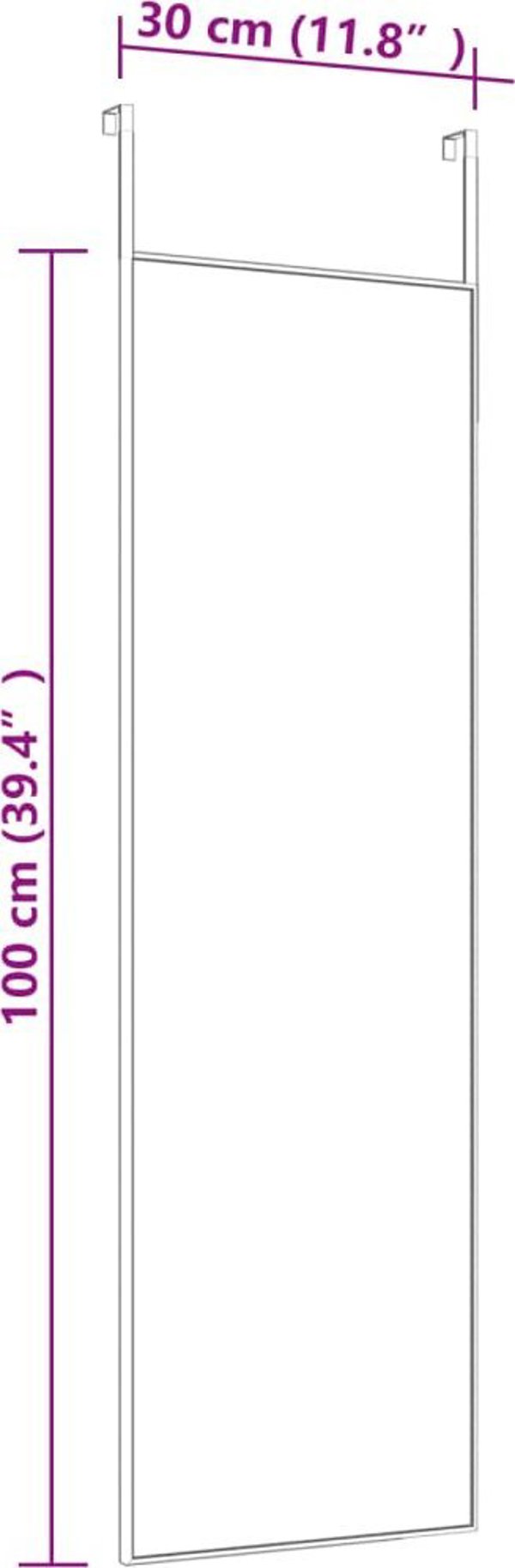 vidaXL Καθρέφτης πόρτας, χρυσός, 30x100 cm, γυαλί και αλουμίνιο