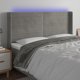 vidaXL προσκέφαλο κρεβατιού με LED, ανοιχτό γκρι, 163x16x118/128 εκ., βελούδο