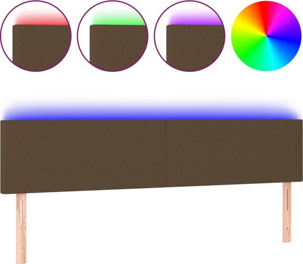 vidaXL Zaglowek do lozka me to LED, ciemnobrazowy, 160x5x78/88 cm, tkanina