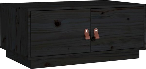 vidaXL vidaXL Stolik kawowy, czarny, 80x50x35 cm, lite drewno sosnowe
