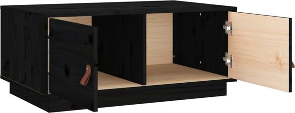 vidaXL vidaXL Stolik kawowy, czarny, 80x50x35 cm, lite drewno sosnowe