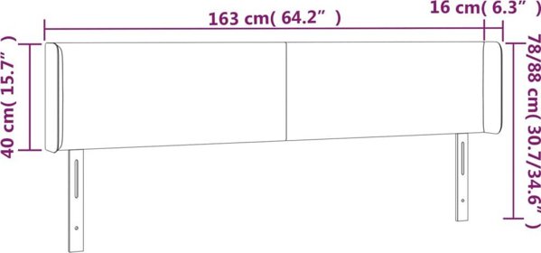 vidaXL Zaglowek do lozka z LED, cappuccino, 163x16x78/88 cm, ekoskora