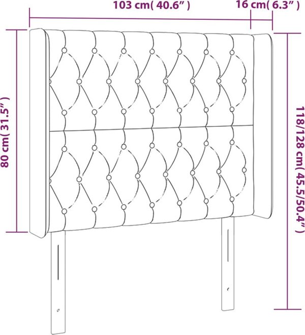 vidaXL Κεφαλή κρεβατιού με LED, ροζ, 103x16x118/128 cm, βελούδο