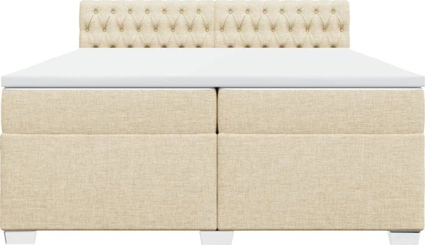vidaXL Κρεβάτι Continental με στρώμα, κρεμ, ύφασμα, 200x200 cm