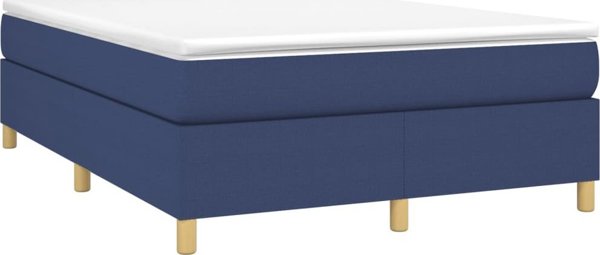 vidaXL Υφασμάτινο κρεβάτι κοντινεντάλ, μπλε, 140x200 cm