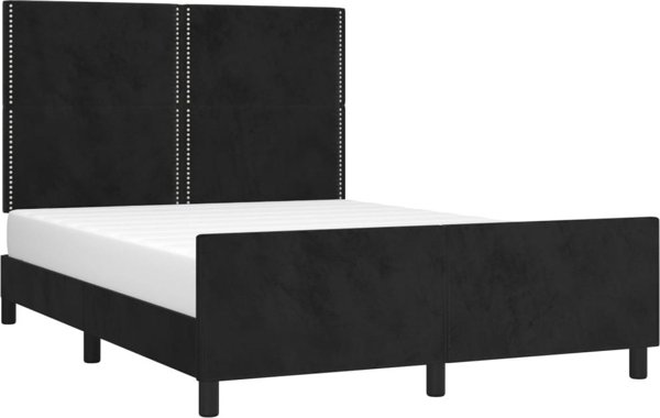vidaXL Rama κρεβατιού με προσκέφαλο, μαύρο, 140x190 cm, βελούδινο
