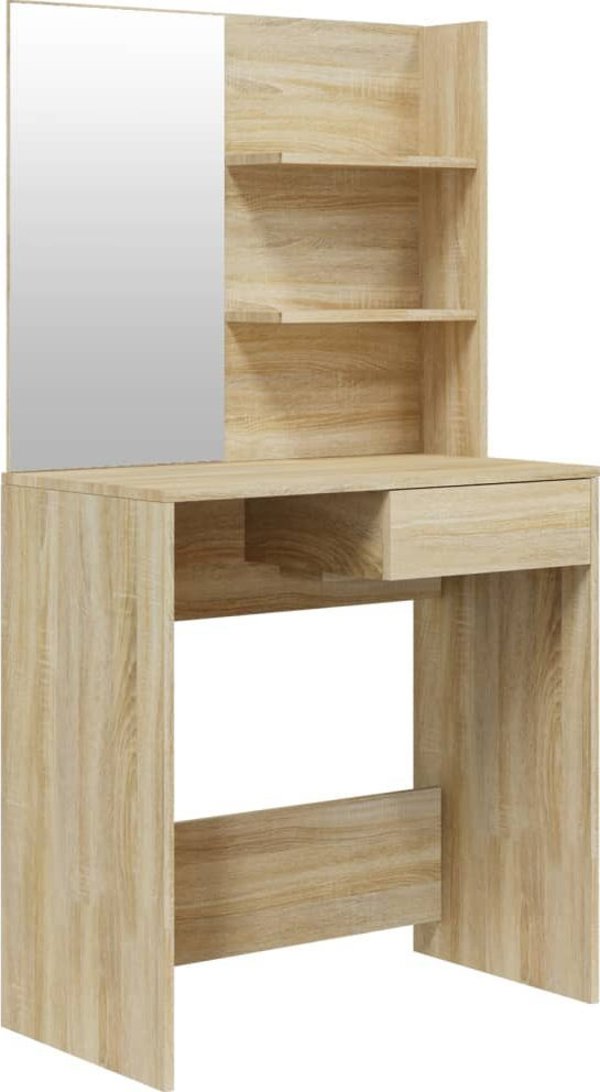 vidaXL Τουαλέτα με καθρέφτη, δρυς σονόμα, 74,5x40x141 εκ.