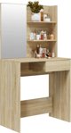 vidaXL Τουαλέτα με καθρέφτη, δρυς σονόμα, 74,5x40x141 εκ.
