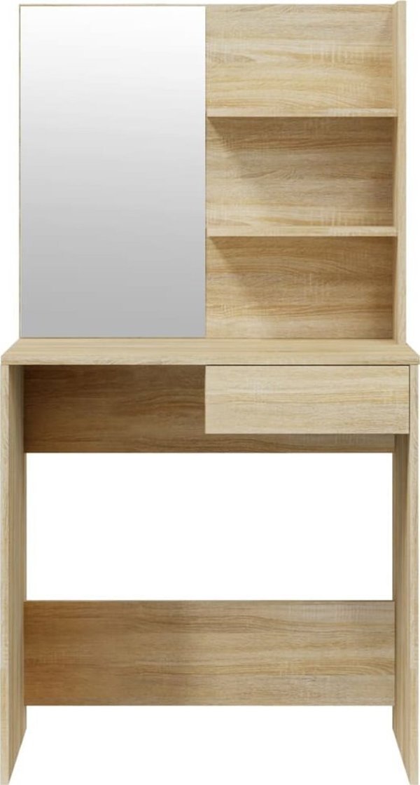 vidaXL Τουαλέτα με καθρέφτη, δρυς σονόμα, 74,5x40x141 εκ.