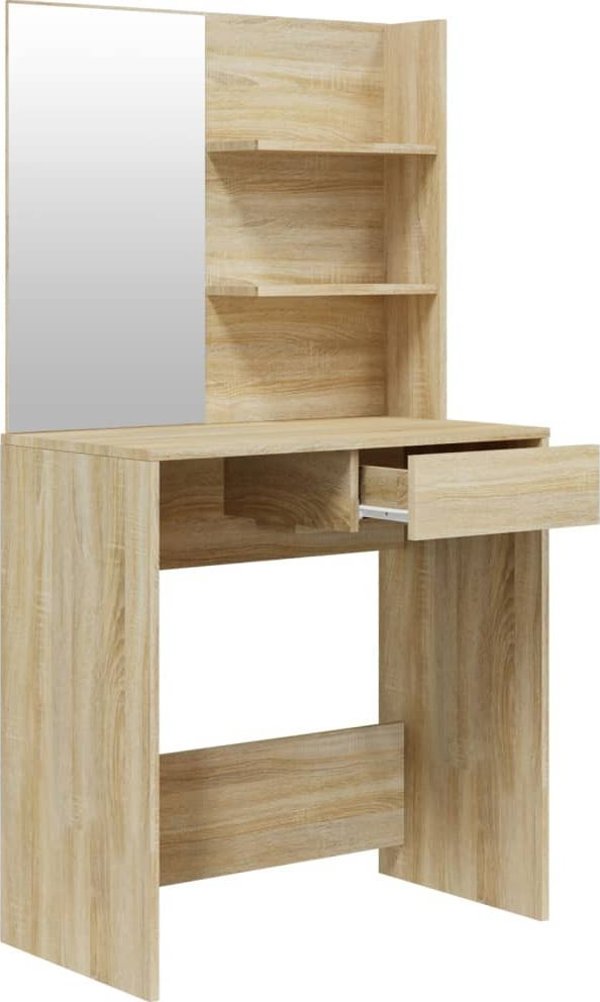 vidaXL Τουαλέτα με καθρέφτη, δρυς σονόμα, 74,5x40x141 εκ.
