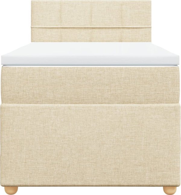 vidaXL Κρεβάτι continental με στρώμα, κρεμ, ύφασμα, 90x200 εκ.