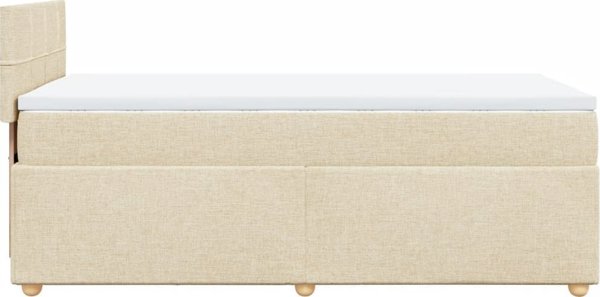 vidaXL Κρεβάτι continental με στρώμα, κρεμ, ύφασμα, 90x200 εκ.