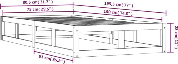 vidaXL Sima krevatiou, 75x190 cm, monadiko, apo litoprevma dendro