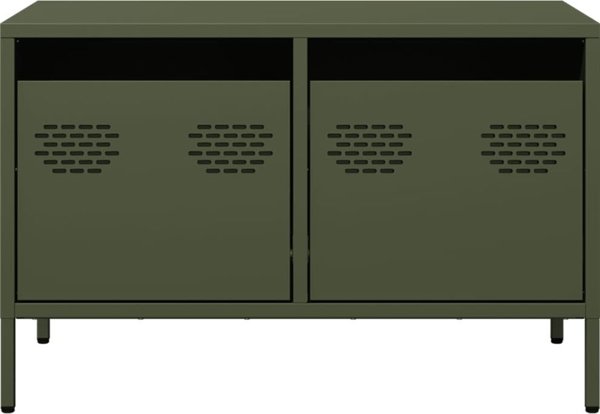 vidaXL Szafka RTV, oliwkowa, 68x39x43,5 cm, stal walcowana na zimno