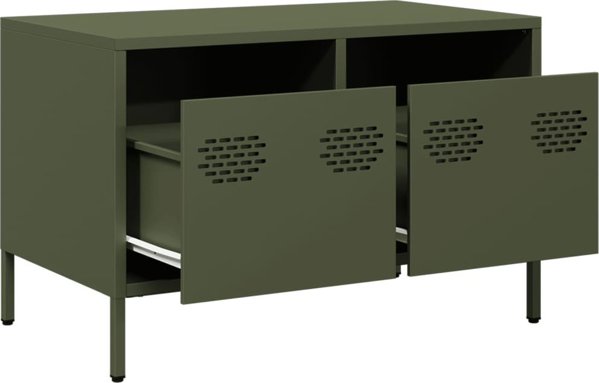 vidaXL Szafka RTV, oliwkowa, 68x39x43,5 cm, stal walcowana na zimno