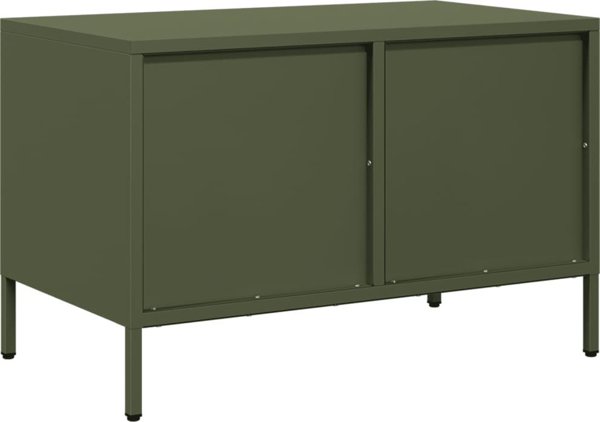 vidaXL Szafka RTV, oliwkowa, 68x39x43,5 cm, stal walcowana na zimno