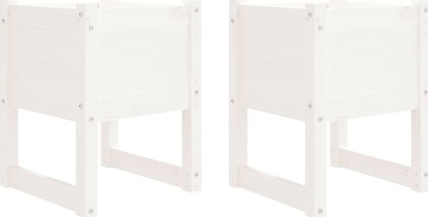 vidaXL Σετ 2 Λευκές Γλάστρες, 40x40x52,5 εκ., Μασίφ Πεύκο