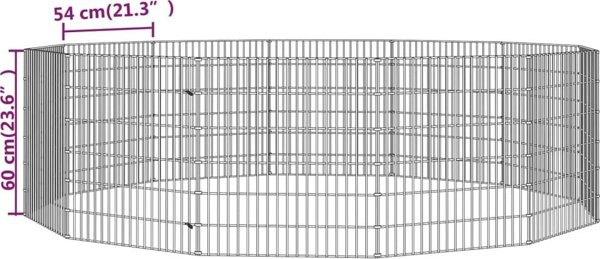 vidaXL Κλουβί για κουνέλι 12 πάνελ, 54x60 cm, γαλβανισμένο σίδερο