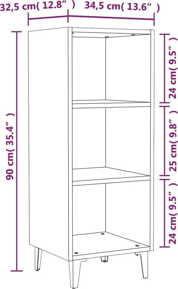 vidaXL Ντουλάπι, λευκό γυαλιστερό, 34,5x32,5x90 εκ