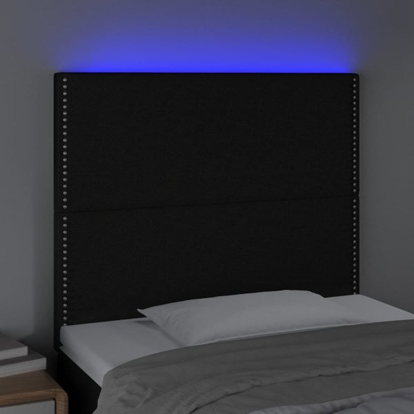 vidaXL Κεφαλάρι κρεβατιού με LED, μαύρο, 100x5x118/128 εκ., ύφασμα