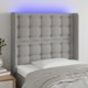 vidaXL Zaglowek do lozka z LED, jasnoszary, 103x16x118/128 cm, tkanina