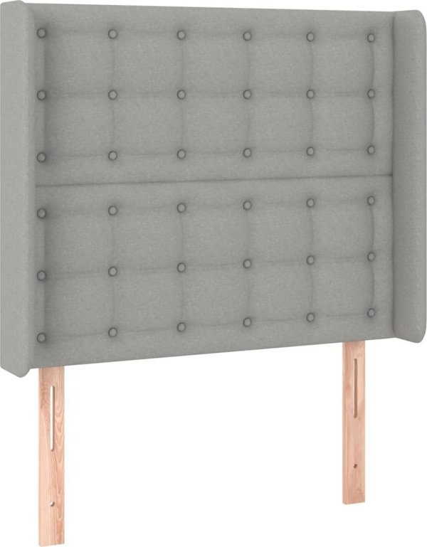 vidaXL Zaglowek do lozka z LED, jasnoszary, 103x16x118/128 cm, tkanina