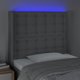 vidaXL Zaglowek do lozka z LED, jasnoszary, 103x16x118/128 cm, tkanina