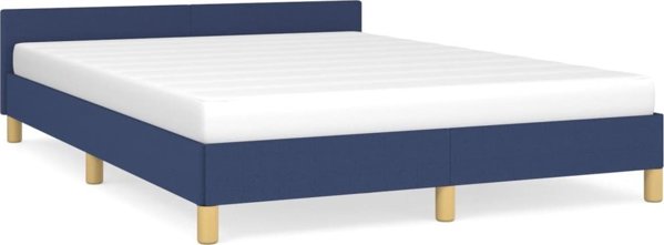 vidaXL Κρεβάτι-βάση με κεφαλάρι μπλε 140x200 cm, επενδυμένο με ύφασμα