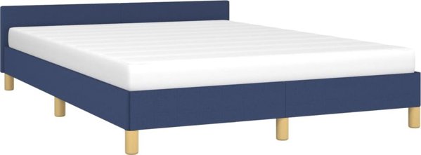 vidaXL Κρεβάτι-βάση με κεφαλάρι μπλε 140x200 cm, επενδυμένο με ύφασμα