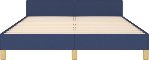 vidaXL Κρεβάτι-βάση με κεφαλάρι μπλε 140x200 cm, επενδυμένο με ύφασμα