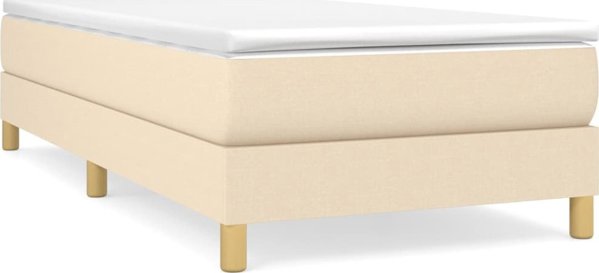 vidaXL Κρεβάτι Κοντινεντάλ 90x190 cm Κρεμ Υφασμάτινο με Στρώμα