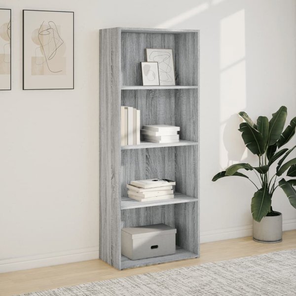 vidaXL Ράφι για βιβλία, γκρίζα δρυς sonoma, 60x30x152 εκ