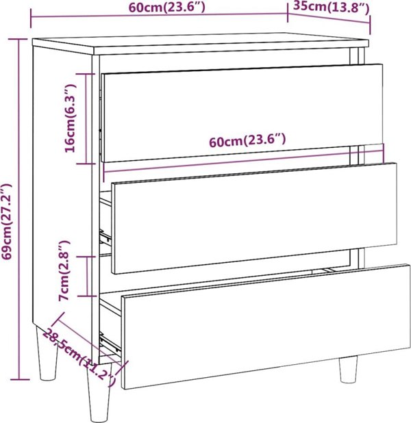 vidaXL Szafka, przydymiony dab, 60x35x69 cm, material drewnopochodny