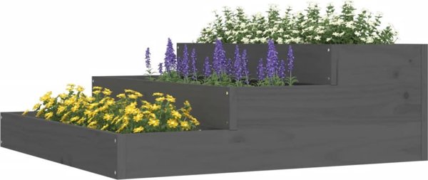 vidaXL Donica, szara, 78x78x27 cm, lite drewno sosnowe