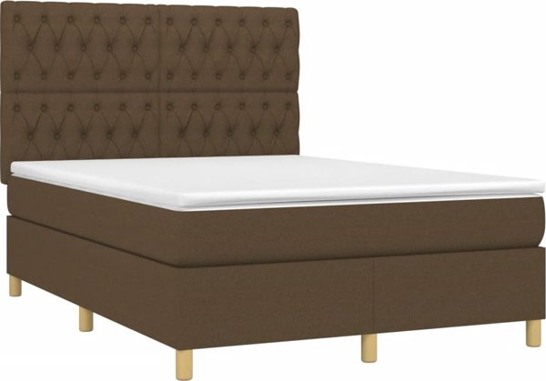 vidaXL Κρεβάτι Continental με στρώμα, καφέ, 140x190 εκ., ύφασμα