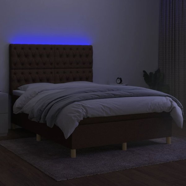 vidaXL Κρεβάτι Continental με στρώμα, καφέ, 140x190 εκ., ύφασμα