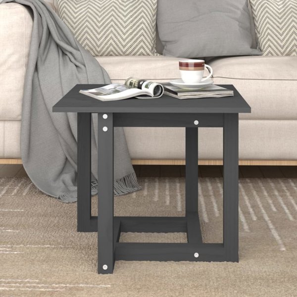 vidaXL vidaXL Stolik kawowy, szary, 50x50x45 cm, lite drewno sosnowe