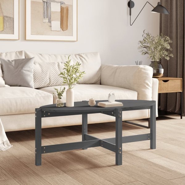 vidaXL vidaXL Stolik kawowy, szary, 118x63x45 cm, lite drewno sosnowe