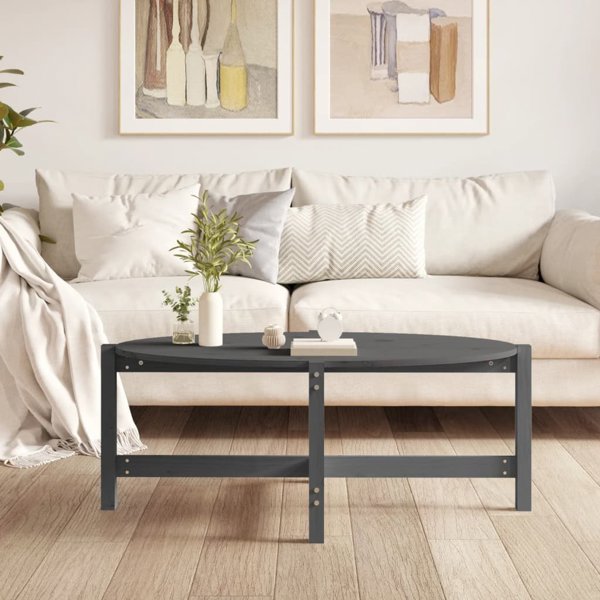 vidaXL vidaXL Stolik kawowy, szary, 118x63x45 cm, lite drewno sosnowe