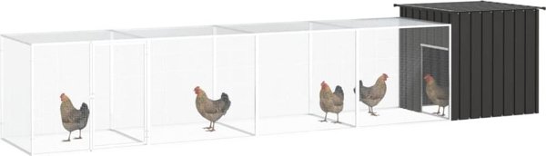 vidaXL Κλουβί για κοτόπουλα, ανθρακί, 500x91x100 cm, ατσάλι