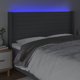 vidaXL κεφαλάρι κρεβατιού με LED, σκούρο γκρι, 203x16x118/128 εκ., ύφασμα