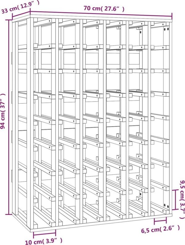 vidaXL vidaXL Stojak na wino, 70x33x94 cm, lite drewno sosnowe
