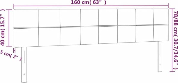 vidaXL Κεφαλάρι για κρεβάτι με LED, μαύρο, 160x5x78/88 cm, ύφασμα