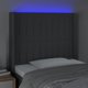 Κεφαλάρι κρεβατιού vidaXL με LED, σκούρο γκρι, 93x16x118/128 εκ., ύφασμα