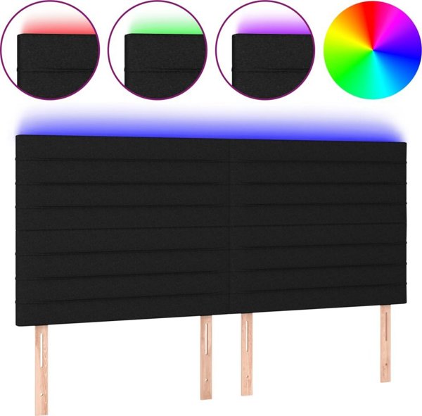 vidaXL Κεφαλάρι κρεβατιού με LED, μαύρο ύφασμα, 160x5x118/128 εκ.