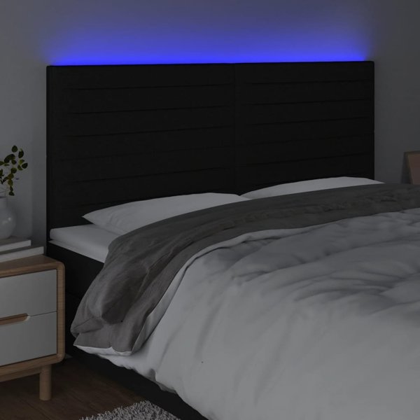 vidaXL Κεφαλάρι κρεβατιού με LED, μαύρο ύφασμα, 160x5x118/128 εκ.